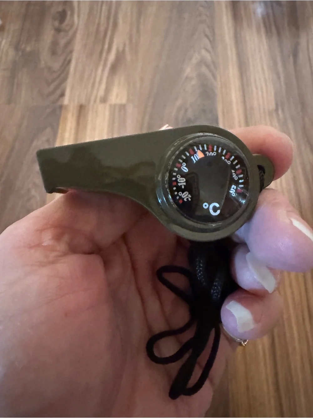 Olive Green Multi-Function Whistle with Compass - Outdoor Wearable